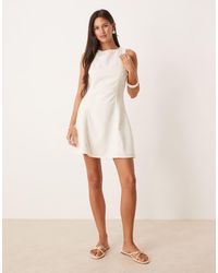 Mango - Vestido Vaquero Corto Color Crudo De Corte Evasé Estructurado De Algodón De - Lyst