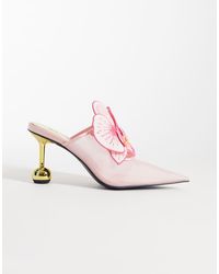 JW PEI - Mules Rosas Con Detalle De Orquídea Y Tacón Esférico Sofia De - Lyst