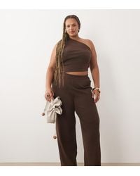 ASOS - Asos Design Curve Rib Knit Straight Leg Trouser Co-Ord - Lyst