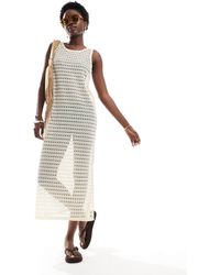 Pieces - – maxi-strandkleid aus offenmaschigem strick - Lyst