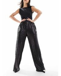 ASOS - Pantaloni Sartoriali A Fondo Ampio Neri Con Paillettes - Lyst