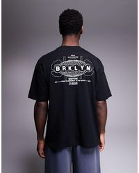 ASOS - T-Shirt Oversize Nera Con Grafiche "Street" - Lyst