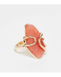 ASOS - Bague avec pierre synthétique semi-précieuse rose - Lyst