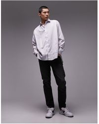 TOPMAN - Long Sleeve Oversized Double Hem Stripe Shirt - Lyst