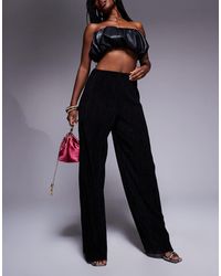 ASOS - Party Metallic High Waisted Plisse Wide Leg Pants - Lyst