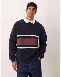 ASOS - Relaxed Rugby Polo Sweatshirt With Cut & Sew Panel - Lyst