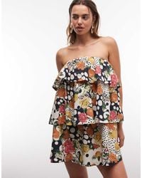 ASOS - Mini Bandeau Dress With Ruffle Details - Lyst