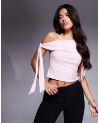 ASOS - Slinky Off The Shoulder Top With Bow Tie Details - Lyst