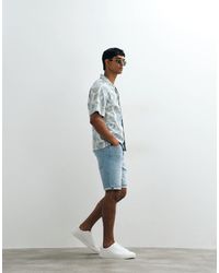 Mango - Slim Fit Roll Hem Denim Shorts - Lyst