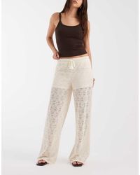 Vero Moda - Stretch Lace Wide Leg Pants - Lyst