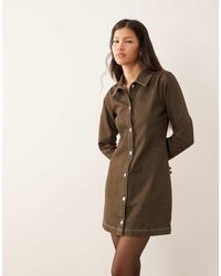 ASOS - Fitted Denim Shirt Dress With Long Sleeve - Lyst