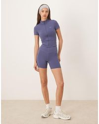 Tala - Pantalones Cortos Azules De Talle Alto Con Cinturilla De Pico Skinluxe De - Lyst
