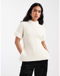 ASOS - Stuffed Neck Short Sleeve Knit Slit Side Top - Lyst