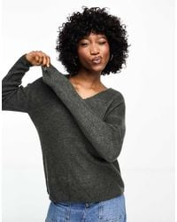 Vero Moda - Jersey Melange Con Cuello De Pico De Punto Ligero De - Lyst