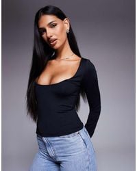 ASOS - Polyamide Slinky Deep Scoop Neck Top - Lyst