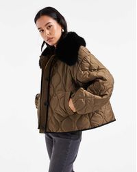 ASOS - Doorgestikt Hybride Jack Met Borg Zonder Kraag - Lyst