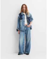 Pull&Bear - Jean baggy style patchwork à taille mi-haute - foncé - Lyst