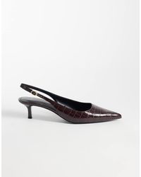 Mango - Faux Croc Leather Heeled Slingback - Lyst