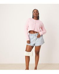ASOS - Pantalones Cortos Vaqueros Azules Sin Cierres Con Lavado Claro De Asos Design Curve - Lyst
