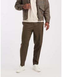 ASOS - Pantalones De Vestir De Corte Tapered Holgado Con Pinzas De -Verde - Lyst