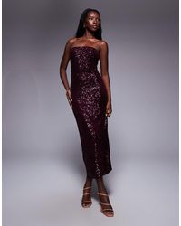 ASOS - Sequin Bandeau Midi Dress - Lyst