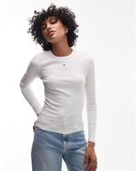 Tommy Hilfiger - – essential – geripptes, langärmliges t-shirt - Lyst
