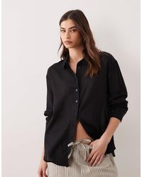 ASOS - – hemdbluse aus leinenmix - Lyst