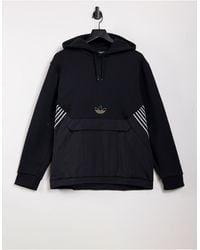 adidas originals hoodie with 3 stripes and central logo in black
