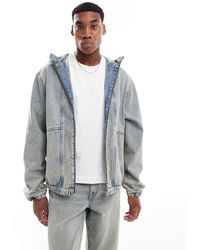 ASOS - Chaqueta Vaquera Extragrande Con Capucha De -Azul - Lyst