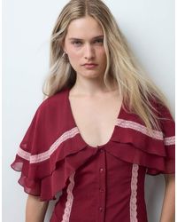 Reclaimed Vintage - Chiffon Cape Top With Contrast Lace - Lyst