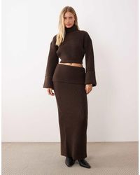 Wanderdoll - Mabel Wool Blend Knitted Fold Waist Maxi Skirt Co-ord - Lyst