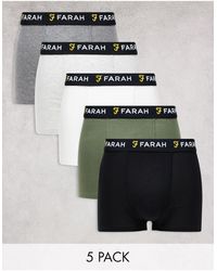 Farah - Friott - confezione da 5 boxer neri, grigi, kaki e bianchi - Lyst