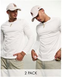 ASOS - 2 Pack Long Sleeve T-shirt With Crew Neck - Lyst