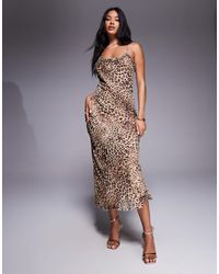 Mango - – träger-maxikleid mit leopardenmuster - Lyst