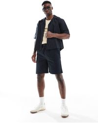 Only & Sons - Short d'ensemble ample en lin avec fines rayures - Lyst