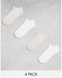 Lindex - 4 Pack Ribbed Ankle Socks With Frill Edge - Lyst
