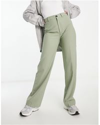 Pull&Bear - Pantaloni sartoriali a vita alta verdi - Lyst