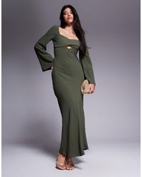 ASOS - Satin Cross Bust Cutout Detail Midi Dress - Lyst