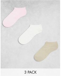 adidas Originals - Confezione da 3 paia di fantasmini rosa, bianco e beige - Lyst