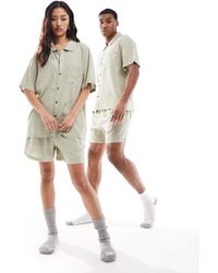 Calvin Klein - Woven Sleep Shirt And Short Set - Lyst