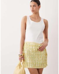 ASOS - Minigonna Gialla Decorata Con Foglie - Lyst