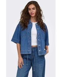 ONLY - Cleo Denim Standard Fit Shirt Collar Long Sleeve - Lyst