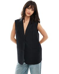 ASOS - Sleeveless Tailored Blazer With Linen - Lyst