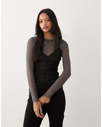 ASOS - Mesh Double Layered Long Sleeve Top With Contrast Cami - Lyst