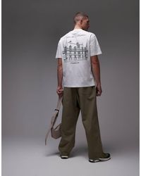 TOPMAN - T-Shirt Met Oversized Pasvorm En Print Op De Voor- En Achterkant - Lyst