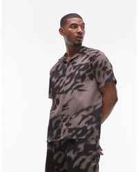 TOPMAN - Co-ord Short Sleeve Blurred Printed Plisse Shirt - Lyst