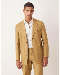 ASOS - Cotton Linen Blend Regular Suit Jacket - Lyst