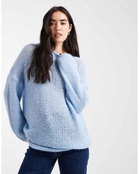 ASOS - Knitted Relaxed Slash Neck Jumper With Rolled Edge Detail - Lyst