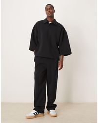 ASOS - Joggers Negros De Pernera Ancha Con Pinzas De (Parte De Un Conjunto) - Lyst