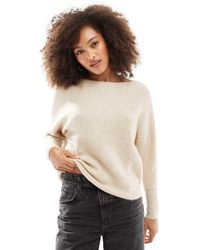 ONLY - Ribbed Wide Neck Knitted Jumper - Lyst